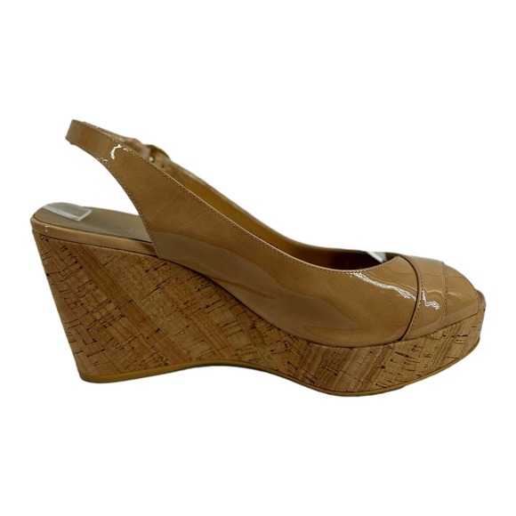 Stuart Weitzman Nude Patent Leather Slingback Platform Heel  Size 10 EUC - Picture 8 of 11